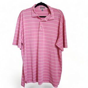 Peter Millar Summer Comfort Polo Shirt Mens XL Pink Striped‎ Performance Golf